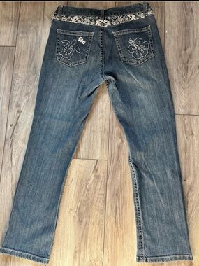 Vintage Y2K Hawaiian Embroidered Jeans Low Rise Made in Japan 26" Waist